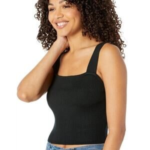 Madewell Dearing Square-Neck Crop Sweater Tank black size XL